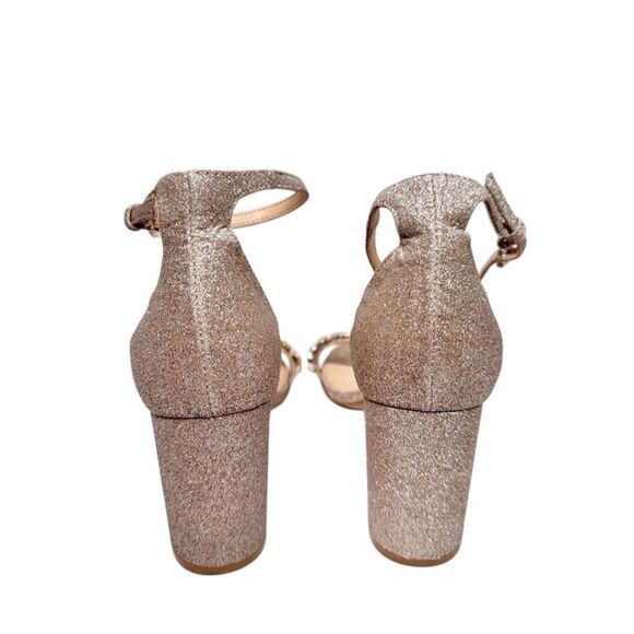 Badgley Mischka Sandals Size 8.5 Champagne Ankle Strap Daylaan Heels Bridesmaid - Picture 6 of 9